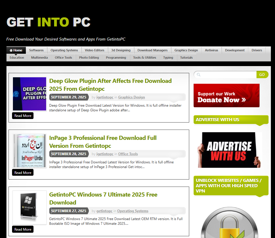 Webpage of GetintoPC