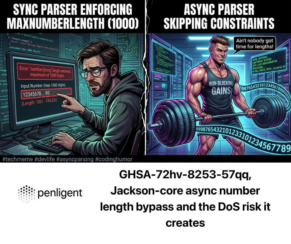 GHSA-72hv-8253-57qq, Jackson-core async number length bypass and the DoS risk it creates