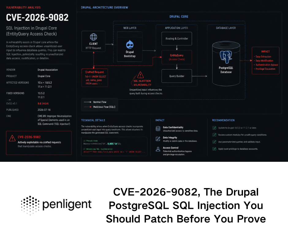 CVE-2026-9082, The Drupal PostgreSQL SQL Injection You Should Patch Before You Prove