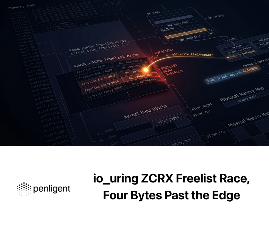 io_uring ZCRX Freelist Race, Four Bytes Past the Edge