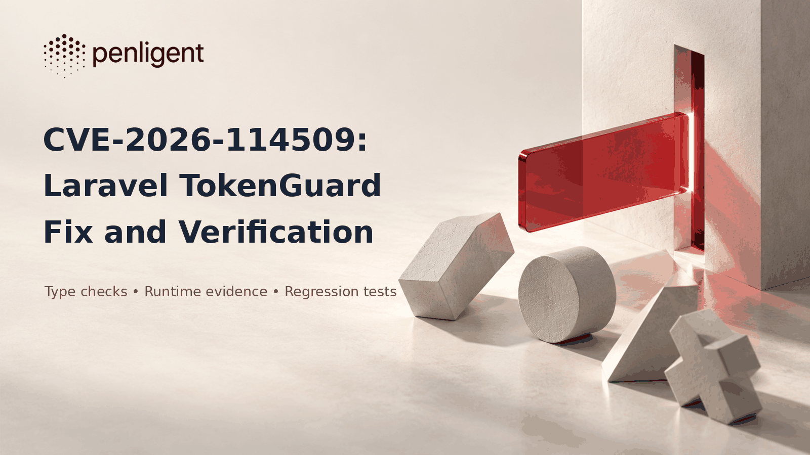 CVE-2026-114509 Laravel TokenGuard fix and verification, illustrated by a credential type boundary.