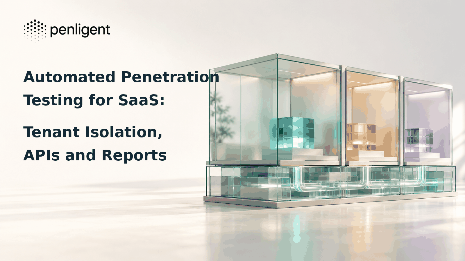 Automated penetration testing for SaaS: tenant isolation, APIs and reports, with the original transparent Penligent logo.