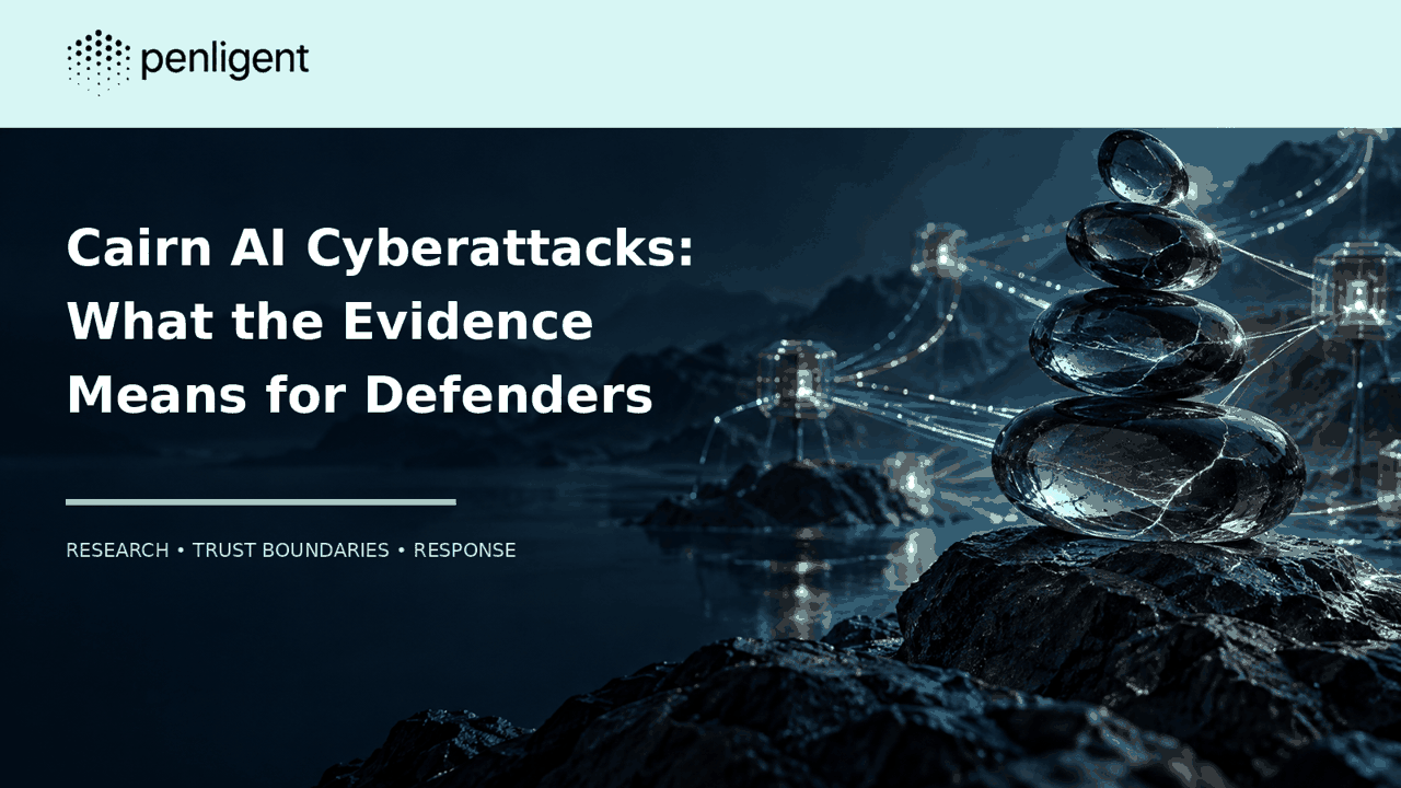 Cairn AI cyberattack research, evidence, and defensive trust boundaries editorial cover